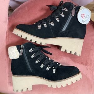 Blondo Devin Waterproof Faux-Shearling Suede Bootie - Size 7.5